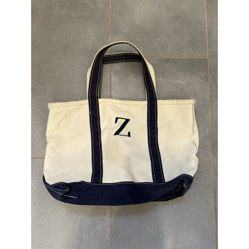 Vintage Llbean Navy Blue And White Boat And Tote Tote Bag